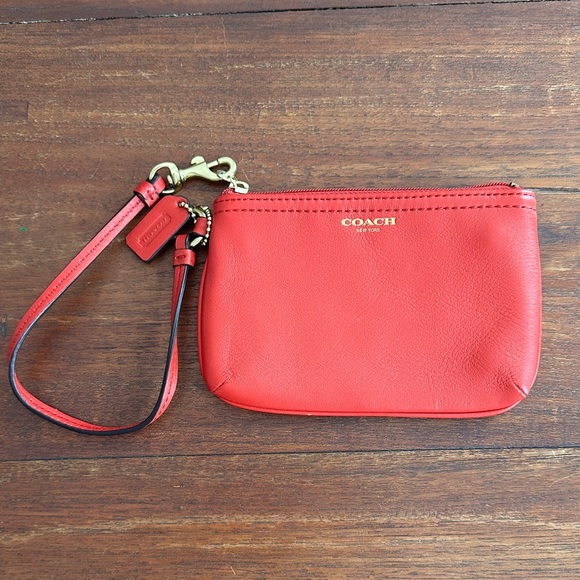 Coach Handbags - Coach Vibrant Red Leather Wristlet